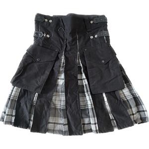 Kommando Scottish Highland Utility Black Gray White Kilt Size 32